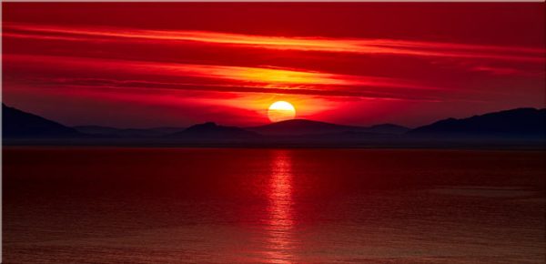 Red Sunset Over Outer Hebrides - Canvas Print