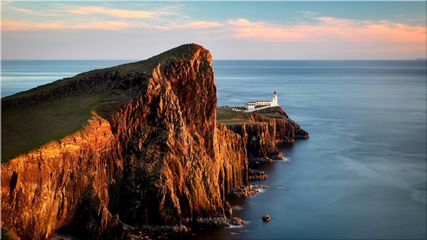 Golden Cliffs Neist Point Lighthouse - Canvas Print
