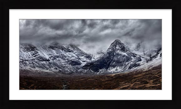 Black Cuillins Snow Fall - Framed Print with Mount