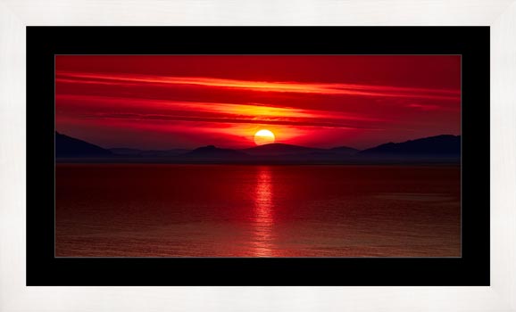 Red Sunset Over Outer Hebrides - Framed Print with Mount